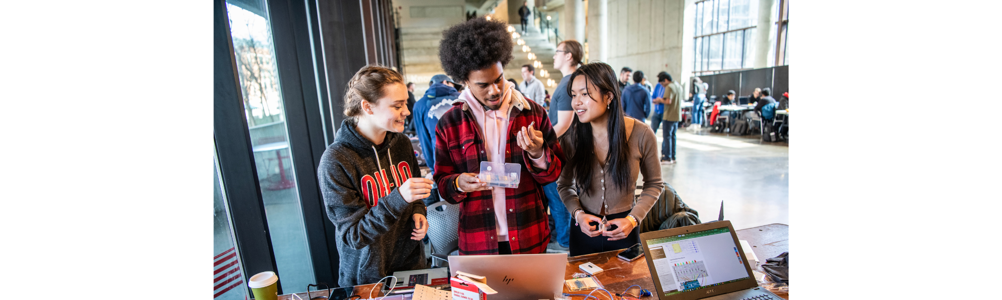 Students participate at MakeOHI/O, Ohio State's annual hackathon.