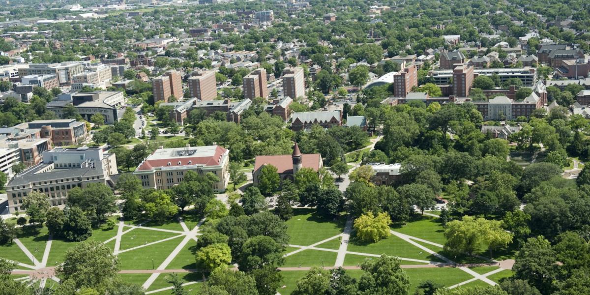 Ohio State campus and downtown Columbus